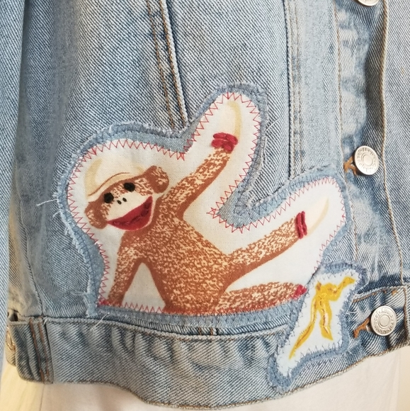 Sock monkey business denim jean jacket - Picture 5 of 6